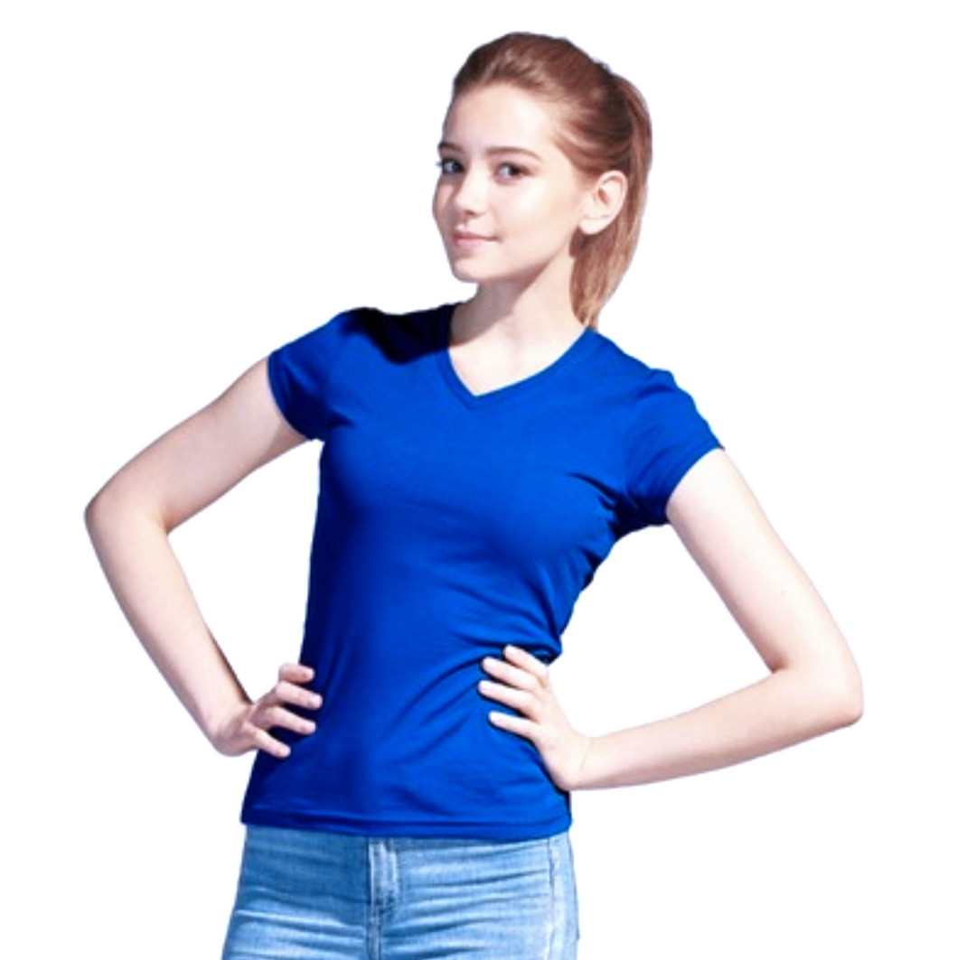 Жіноча футболка V-подібним вирізом Sancakli синя