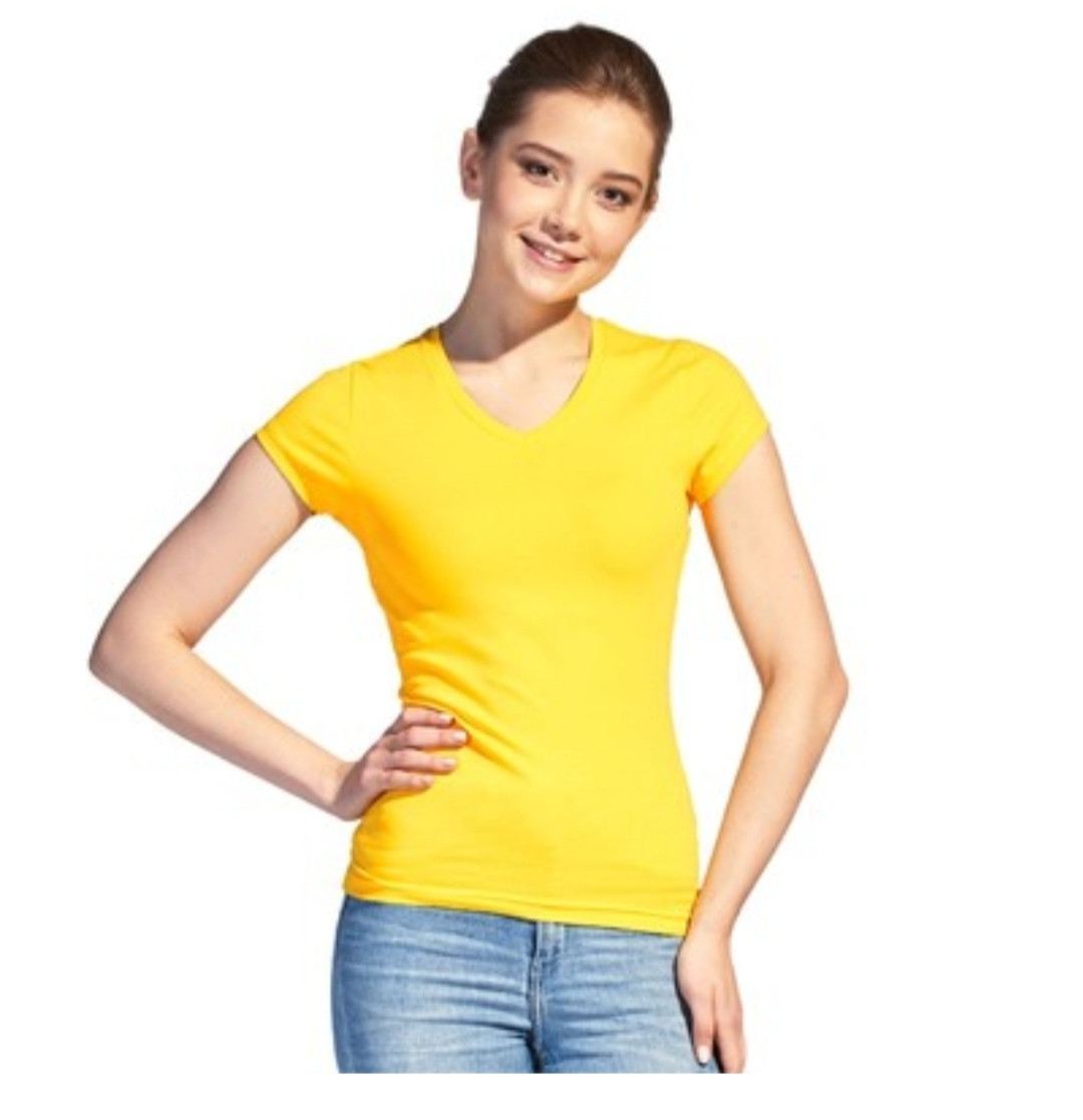 Жіноча футболка V-подібним вирізом Sancakli жовтий
