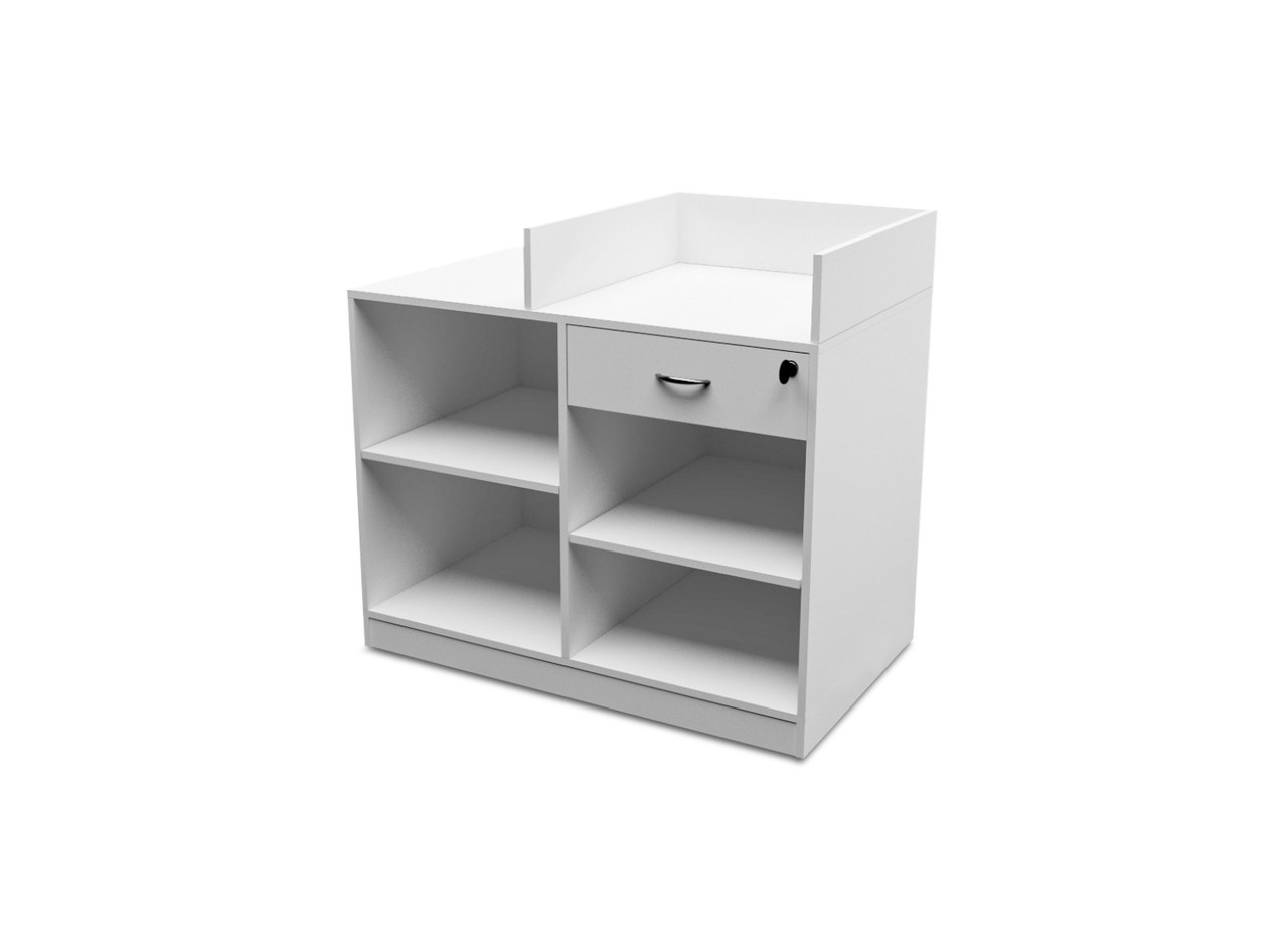 Торговий Прилавок стійка ресепшн з ДСП з висувним ящиком білий "СТАНДАРТ" СТ-21.1 90х100х60см