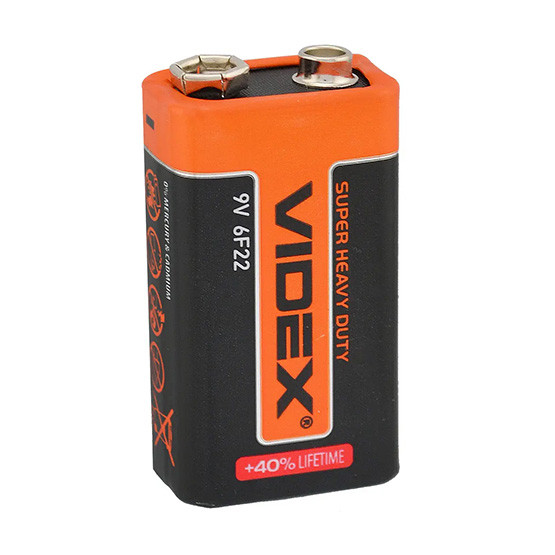 Батарейка крона Videx 6F22 9V (Сольова)