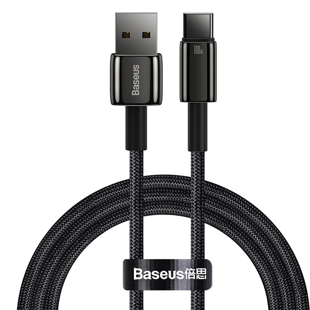 Kабель для швидкої зарядки USB на Type-C Baseus 100W 6A Tungsten Gold Fast Charging Cable 2м (чорний)