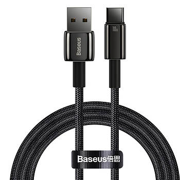 Kабель для швидкої зарядки USB на Type-C Baseus 100W 6A Tungsten Gold Fast Charging Cable 1м (чорний)