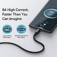 Kабель для швидкої зарядки USB на Type-C Baseus 100W 6A Tungsten Gold Fast Charging Cable 2м (чорний), фото 5