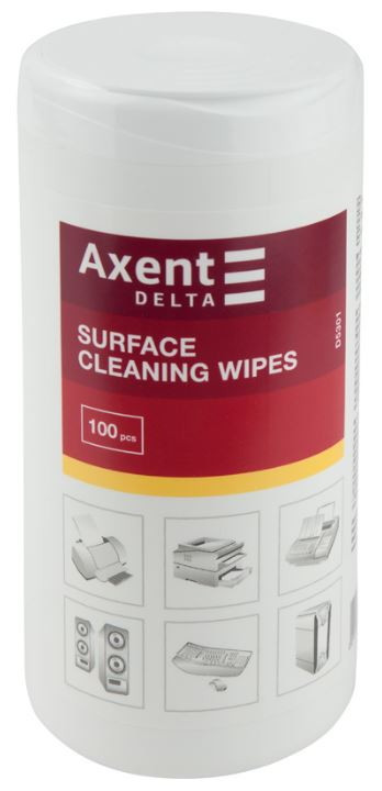 Серветки д/оргтехніки Delta 100шт. вологі D5301, фото 1