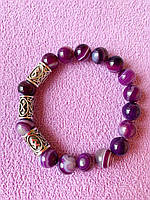 Браслет -амулет из агата с рунической формулой "Поиск второй половинки для создания семьи""