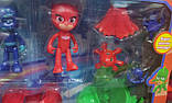 Игровой набор фигурок герои в масках PJ Masks  4 шт 8 см + 3 машинки Catboy, Owlette, Gekko, night ninja, фото 4
