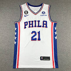 Біла майка Nike Embiid No21 (Олівець Ембіїд) команда Pheadelphia 76ers сезон 2022-2023