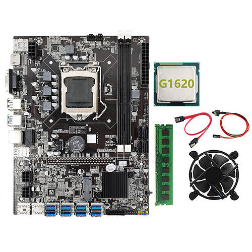 Материнская плата для майнинга на 8 видеокарт B75 BTC + процессор Intel ...