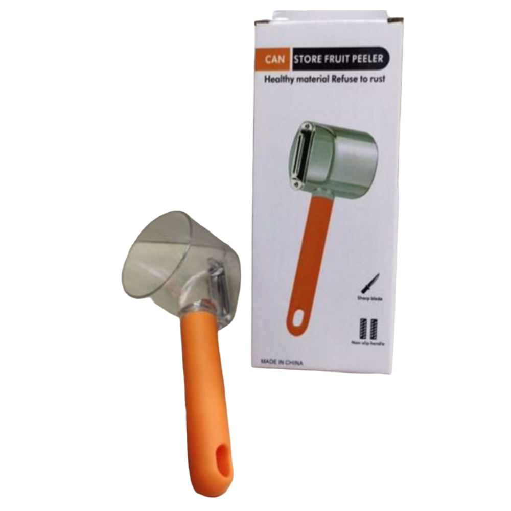 Овочечистка для видалення шкірки Store Fruit Peeler з контейнером Помаранчевий, фото 1