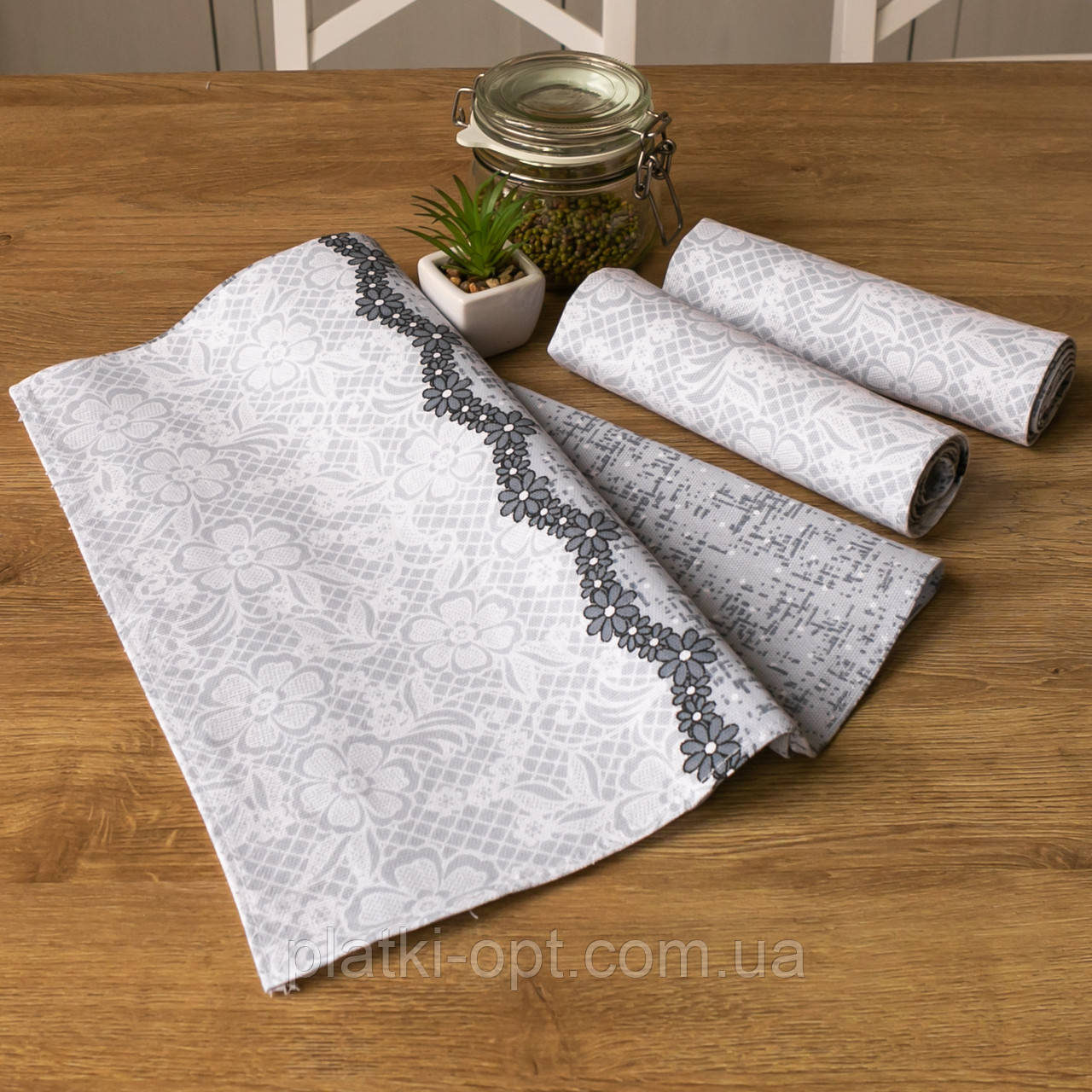 Рушник лляний "Горошок ажурний", фото 1