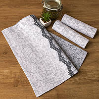 Рушник лляний великий "Горошок ажурний" 75х40 см.