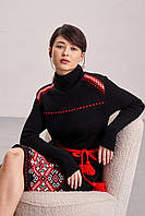 Теплое вязаное платье Иванка (черный, красный)