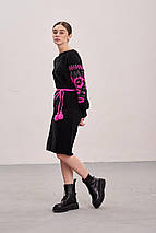В'язана жіноча сукня "Любава" (рожевий,чорний, графіт), фото 2