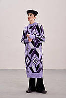 Вязаное женское платье «Мираж» (лиловый, слива, черный, белый)