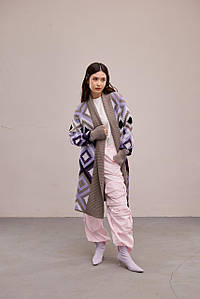 Теплий в'язаний кардиган "Міра" (бузковий, шоколадний, чорний)