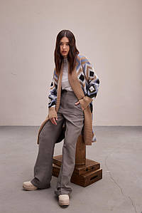 Теплий в'язаний кардиган "Міра" (синій, коричневий, білий)