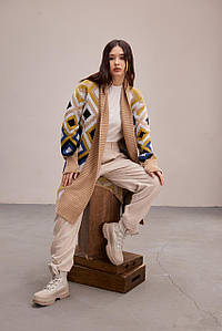 Теплий в'язаний кардиган "Міра" (бежевий, синій, гірчиця)