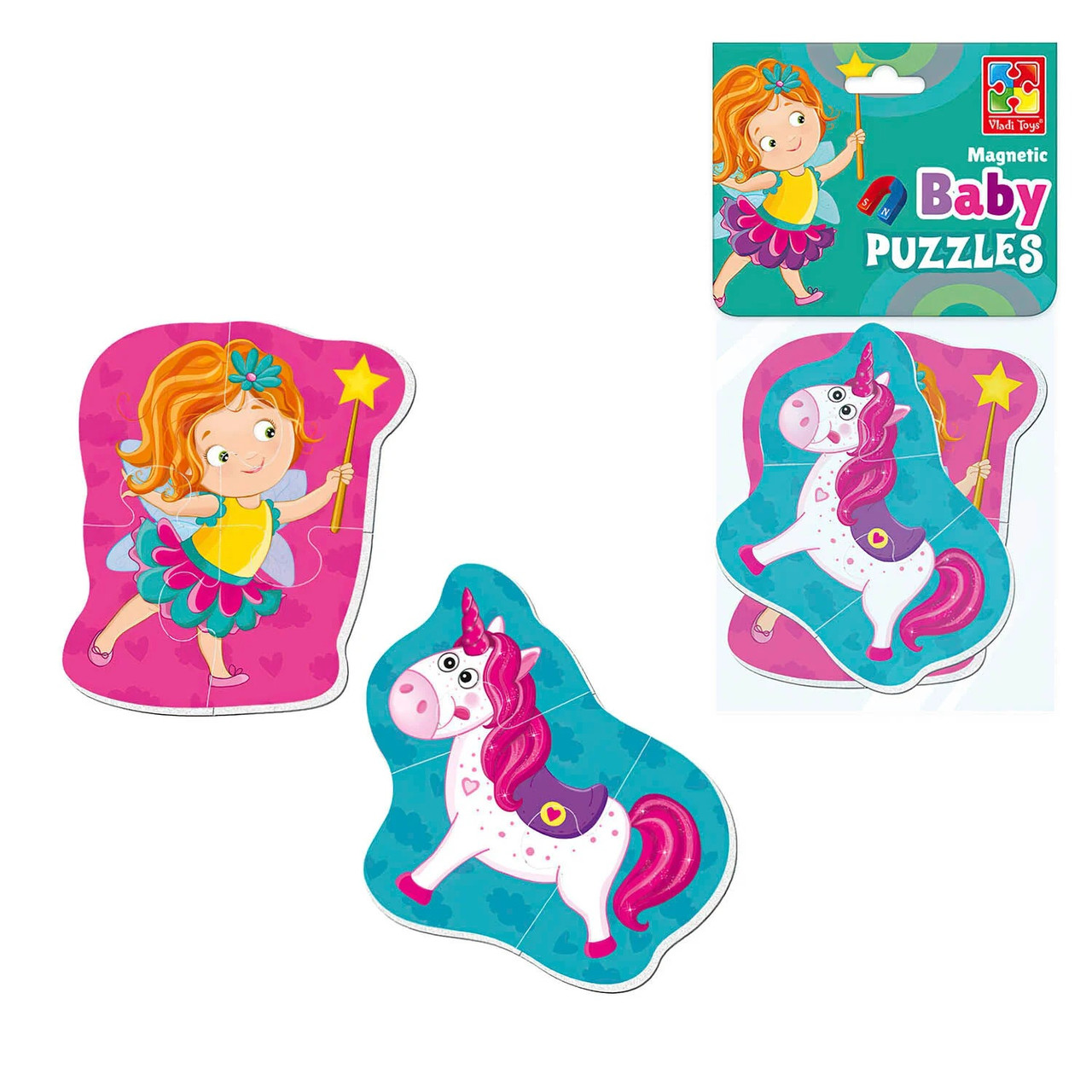 3208-30 Пазли магнітні розвивальні Фея й єдиноріг укр, Vladi Toys