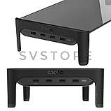 Чорна настільна нековзна підставка для монітора/ноутбука з 4-портовим USB 3.0 хабом, фото 6