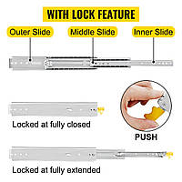 Сверхмощные направляющие для выдвижных ящиков, длина 36 дюймов, блокировка Грузоподъемность 500 фунтов