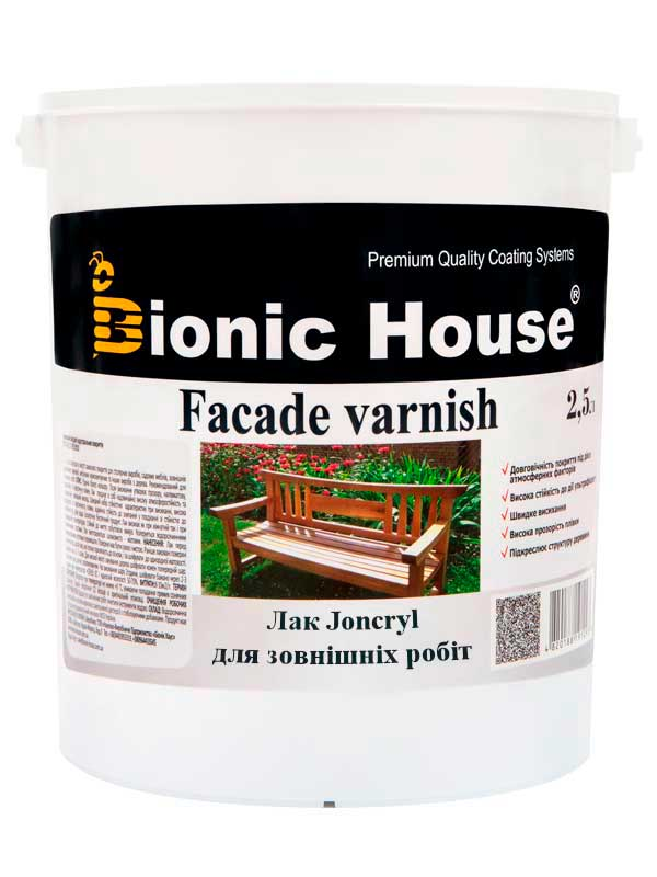 Facade varnish joncryl 10 л — Водний лак для дерева для зовнішніх робіт професійний