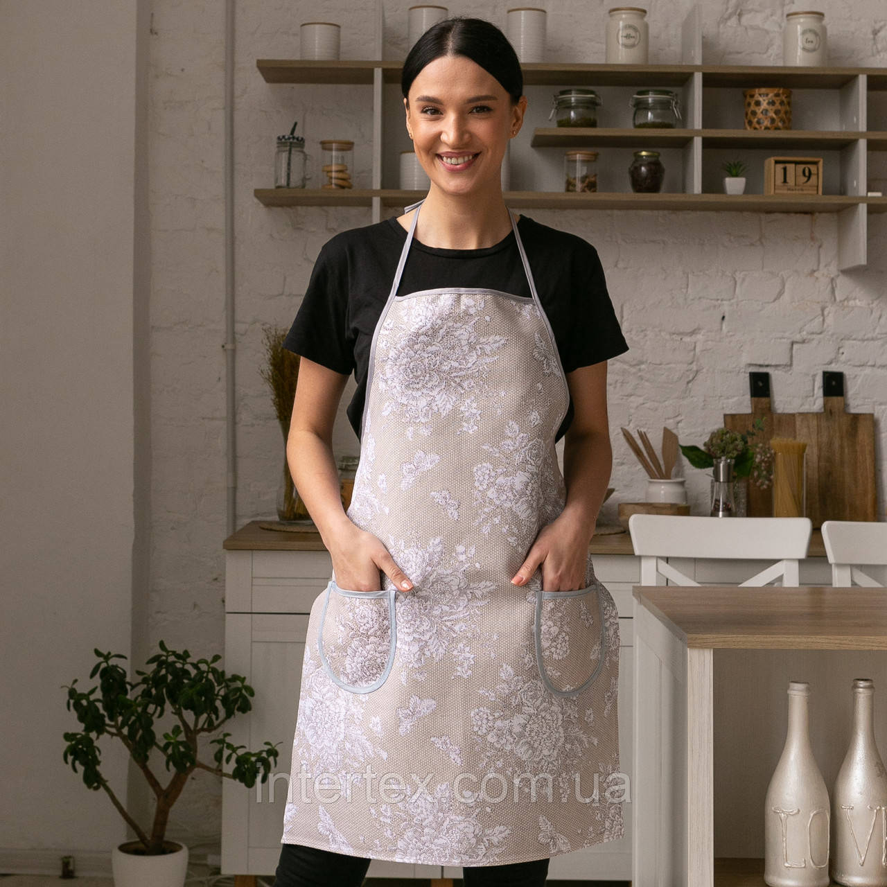 Фартух лляний "Шантільї бежева" (75х55 см.), фото 1