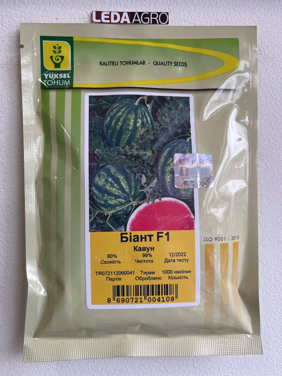 Біант (Шекер, Еркен) F1 1000 шт Yuksel Seeds Кавун Насіння (Биант (Шекер, Еркен) F1 Кавун Насіння)