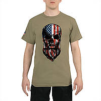 Футболка мужская с черепом в стиле флаг US Flag Bearded Skull T-Shirt олива Rothco США