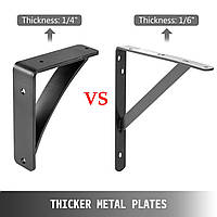 2 шт. Стальные кронштейны для полок Сверхмощные стальные кронштейны, сваренные вручную 7" x 6" x 2"