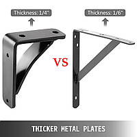 Сверхмощные кронштейны для полок 2 шт. Плавающие кронштейны для полок 4 "x 5" x 1,5 "450 фунтов нагрузки