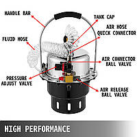 Пневматическая прокачка тормозов Прокачной бак 5л черный для профессиональной мастерской, работы одного