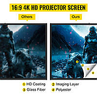 16:9 экран проектора штатив 4K HD проекционный экран роликовый экран проекционная поверхность 133x76см