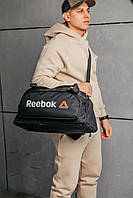 Дорожня спортивна сумка Reebok чорна чоловіча для спорту залу Рібок, Сумка дорожня Рибок чорна Брендова