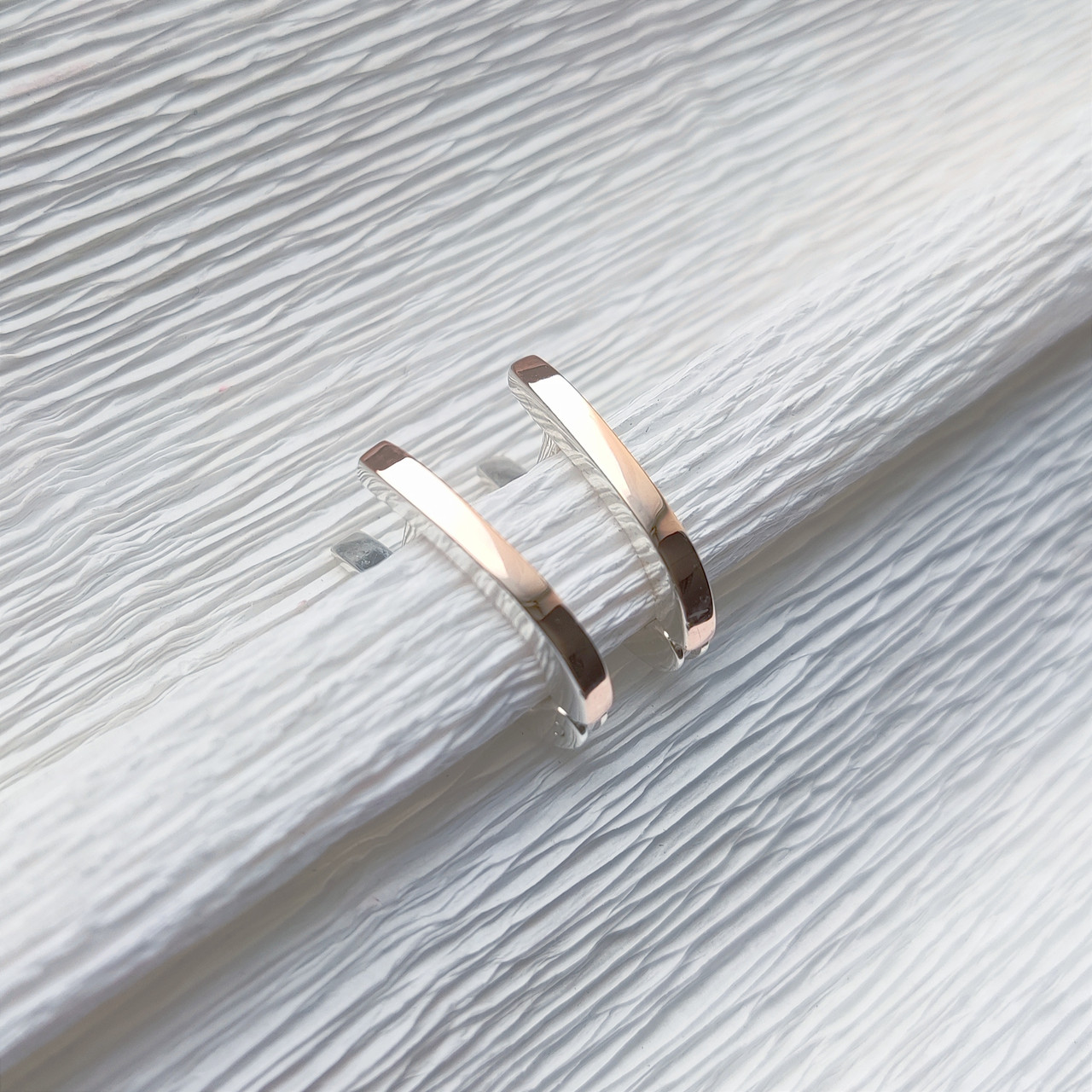 Срібні сережки з золотими вставками Класик, фото 1