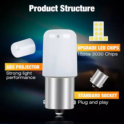 Світлодіодна лампа 1156 BA15S 18 SMD 3030 LED (білий), фото 1