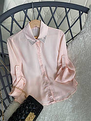 Нарядна рожева блузка на дівчинку 3032 Lolie angel, Пудра, д, Весна, 10/12 р.