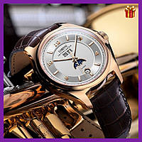 Механічний чоловічий годинник Lobinni Premium з автопідзавод, сапфірове скло, 25 каменів ОРИГІНАЛ золотистий