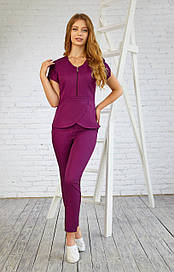 Жіноча медична куртка топ Жасмин фіолетовий - Одяг для косметологів