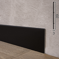 Сверхплоский алюмінієвий плінтус для підлоги Sintezal P-102(6), 60х3х2500мм. Чорний