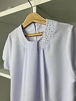 Школьная белая школьная блузка для девочек на резинке 2063 Bo-ja, Белый, Для девочек, Весна Осень, 122 см
