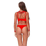 Сексуальне боді-сітка з коміром - Червоний - M/L/XL - Еротична білизна, фото 5