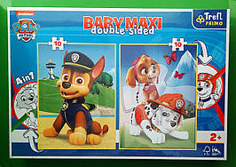 Пазли 2 в 1 + розмальовка. Команда Щенячого патруля. (10+10 елементів, BABY MAXI). Trefl
