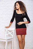 Женское платье два цвета сезон демисезон цвет черно-коричневый размер XS FG_00398