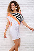 Женское платье в полоску сезон лето-демисезон цвет бело-оранжевый размер XS FG_00430