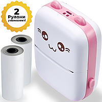 Портативный детский принтер JETIX Mini printer с термопечатью Pink +2 рулона термобумаги в комплекте