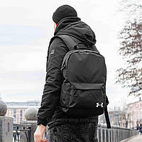 Качественный спортивный городской рюкзак Under Armour Bronx черный тканевой на 2 отдела на 19 литров Унисекс