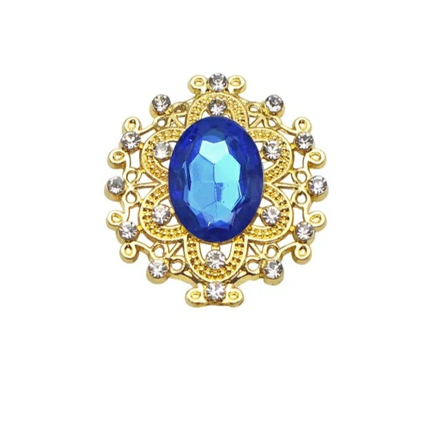 Камінь в золотистій ажурній оправі 24*26 мм електрик, фото 1