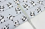 Лоскуток. Тканина бавовняна "Ведмедики Панди" на сірому тлі 78*160 см, фото 6