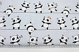 Лоскуток. Тканина бавовняна "Ведмедики Панди" на сірому тлі 78*160 см, фото 7