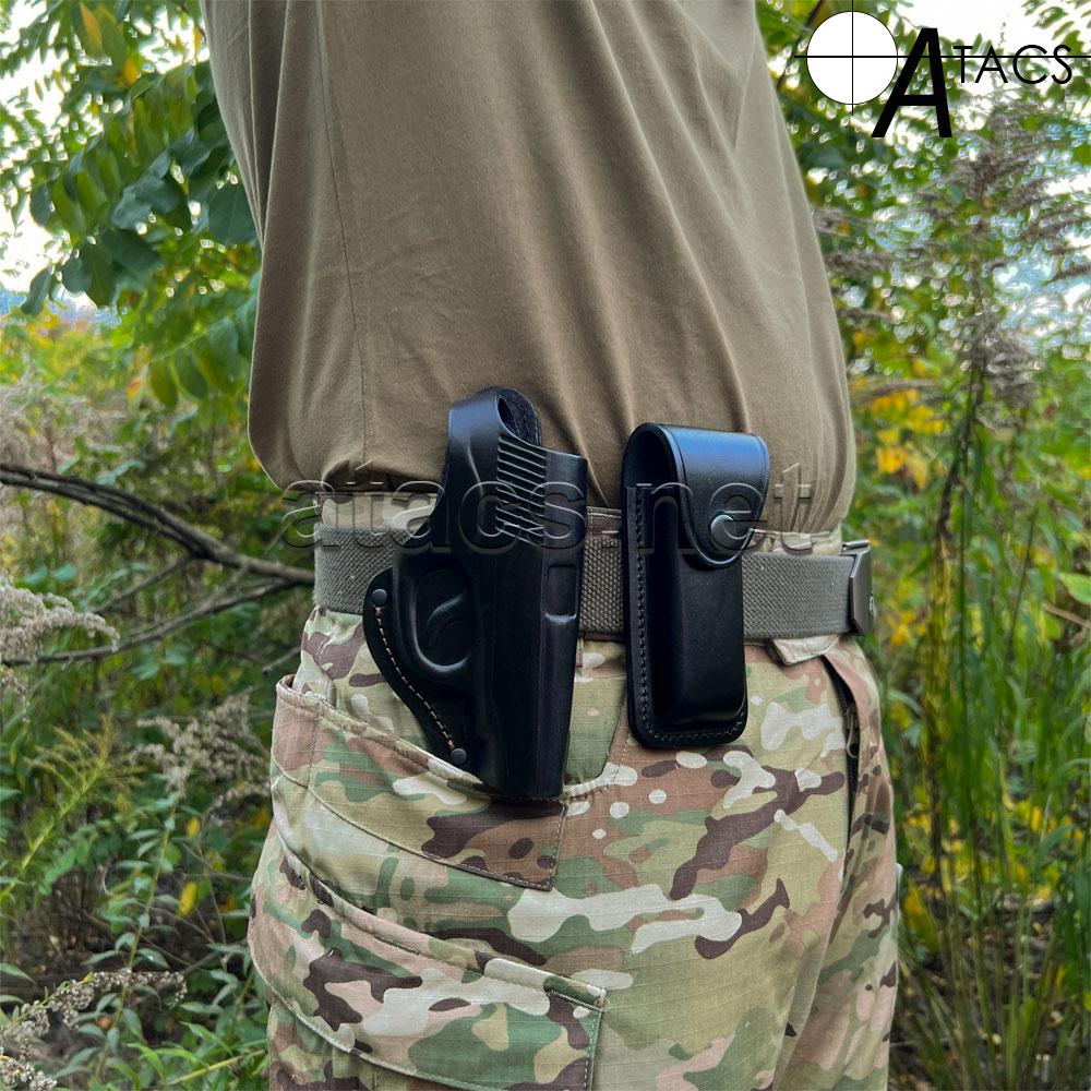 Кобура поясна для ПМ, МР654к, шкіряна формована + підсумок